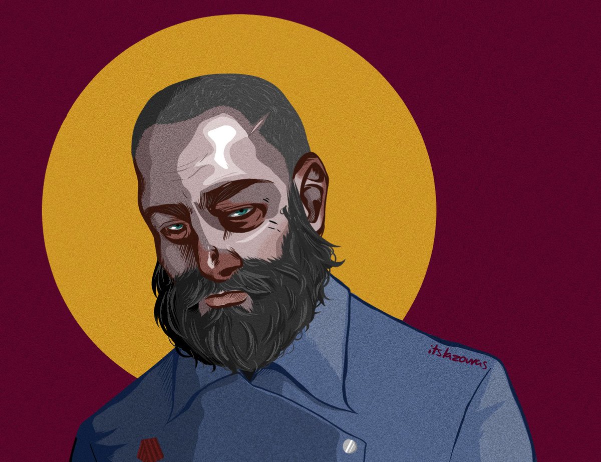 itslazouras's tweet photo. Finally (out of excitement and lack of patience) I feel up to talking about my newest side project (that I'm actually committed to I swear): 

Bait and Bleed - a WW1 style murder mystery! This is our protagonist Sergeant Grigoriy. More portraits coming soon 🤫 #BaitAndBleedGame https://t.co/DHCvfJEdCj