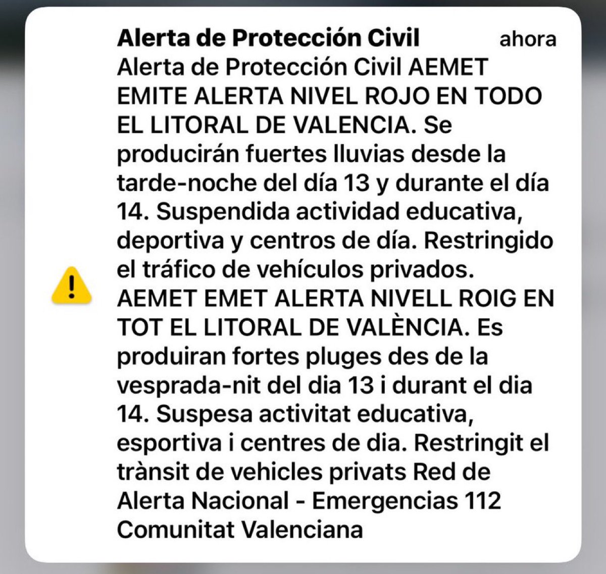 Alerta roja en Valencia por lluvias.