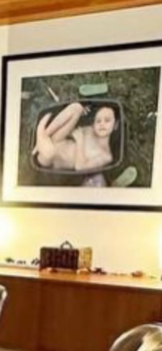 annaberu's tweet photo. @DrLoupis When Jamie Lee Curtis posted a photo of her office,  thousands of people questioned why she had a painting of a naked child stuffed in a basin. She deleted her post two days later. https://t.co/pcgFuNbmsN