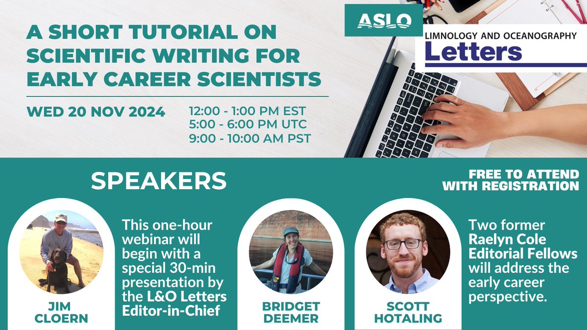ASLO (@aslo_org) on Twitter photo 📖 ✍️ Do you have questions about writing a manuscript? Join #ASLO on 20 November at 12pm EST (5 pm GMT) for a short tutorial on scientific writing with #ASLO_Letters EIC <a href="/DrCloern/">Jim Cloern</a> and former Raelyn Cole fellows.
🆓 Free to attend with registration: aslo.org/short-tutorial…
🔁 📖 ✍️ Do you have questions about writing a manuscript? Join #ASLO on 20 November at 12pm EST (5 pm GMT) for a short tutorial on scientific writing with #ASLO_Letters EIC <a href="/DrCloern/">Jim Cloern</a> and former Raelyn Cole fellows.
🆓 Free to attend with registration: aslo.org/short-tutorial…
🔁