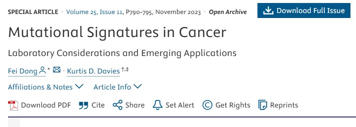 JMDiagn's tweet image. #LegacyContent: Mutational Signatures in Cancer: Laboratory Considerations and Emerging Applications.  From @AMPath member authors Fei Dong and Kurtis Davies.  @StanfordMed and @CUAnschutz.
Free in the #OpenArchive: jmdjournal.org/article/S1525-…