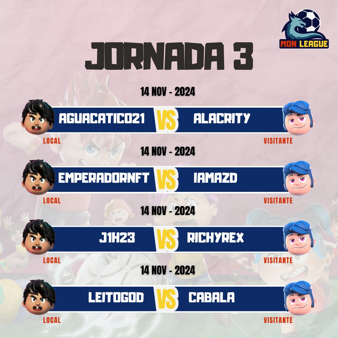 MonLeague's tweet photo. Jornada 3 

Suerte a todos los competidores https://t.co/YXPUFOvAfI