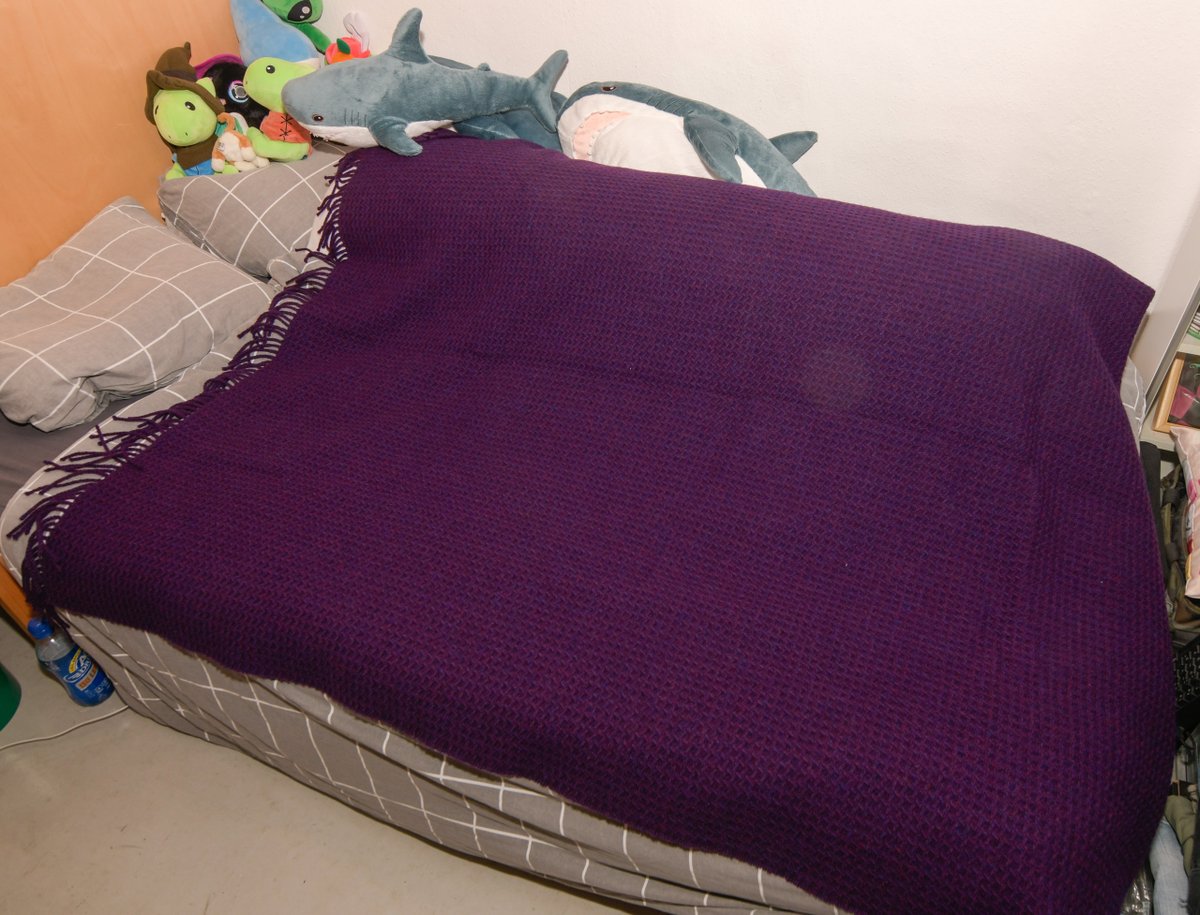 And my favourite thing from my trip to London &amp; Edinburgh: a very very very nice purple blanket, made in Scotland (I double-checked it wasn't a tartan tat store)