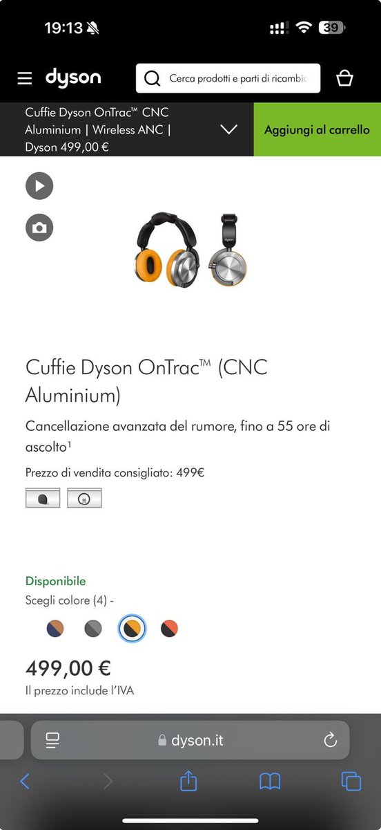 kikeamsterdam's tweet photo. @Dyson Italia:
Sul vostro sito  il Cuffie Dyson OnTrac™
è  indicato a €499, che è esattamente lo stesso prezzo offerto da tutti i rivenditori. Ho persino visto alcuni che le propongono a €454. 
#Pubblicità ingannevole 
#fakeblackfriday 
#dysonitalia https://t.co/187a151lCy
