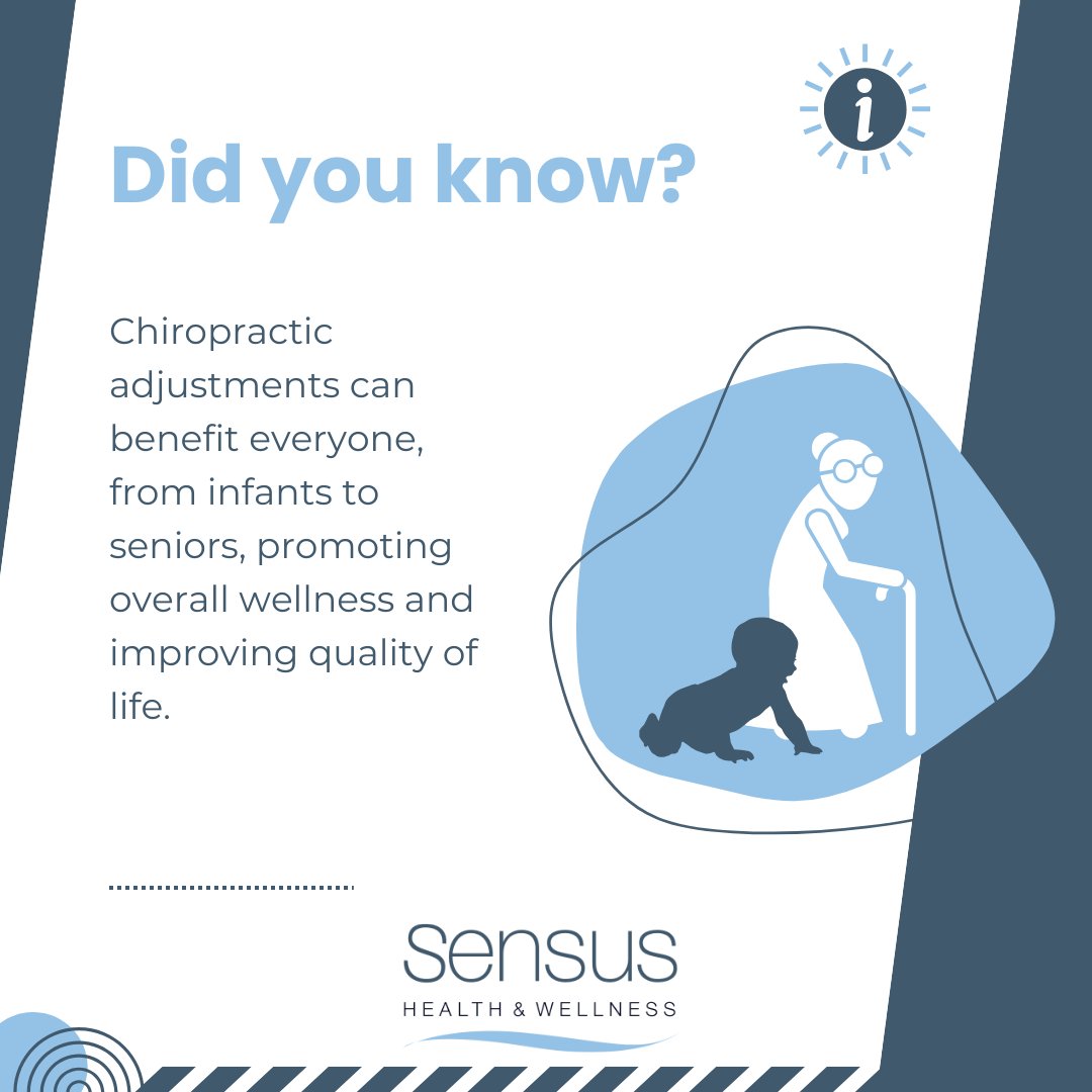SensusHealthSW6's tweet photo. Did you know? Chiropractic adjustments can benefit everyone—from infants 👶 to seniors 👵. This holistic approach supports overall wellness, helping each age group enjoy a better quality of life by enhancing mobility, reducing pain, and improving nerve function. 🌈 https://t.co/rrc7YFsf2U