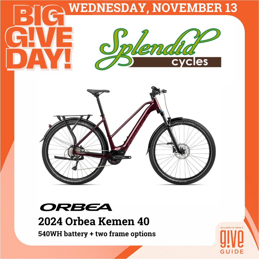 TODAY'S A BIG GIVE DAY! The prize: a 2024 Orbea Kemen 40/Kemen 40 Mid from Splendid Cycles. Head to lit-arts.org/giveguide and donate $10 or more to Literary Arts (or any participating GIG nonprofit) to be entered to win! #giveguide