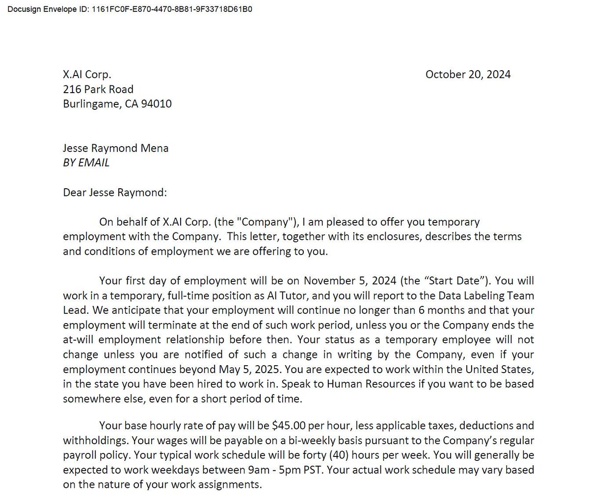 jessermii's tweet photo. @SincerelyYooku @ibab @xai I had a similar ghosting experience as well. I was supposed to start on November 5th, but Grant never replied to my negotiation email. I asked for $5/hr more and never got a reply. I guess the response was them telling me no 😅 https://t.co/SrzaTo2KN9