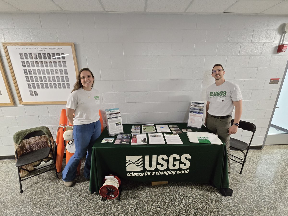 USGS_SAWSC's tweet photo. #SAWSC Hydrologic Technician Sarina Little and Hydrologist Caleb Mitchell represented the SAWSC at the #ASABE at NC State and the NCSU Department of Biological & Agricultural Engineering's Career Fair. https://t.co/kNKwqVyJcy https://t.co/NE6Xl4L7gu