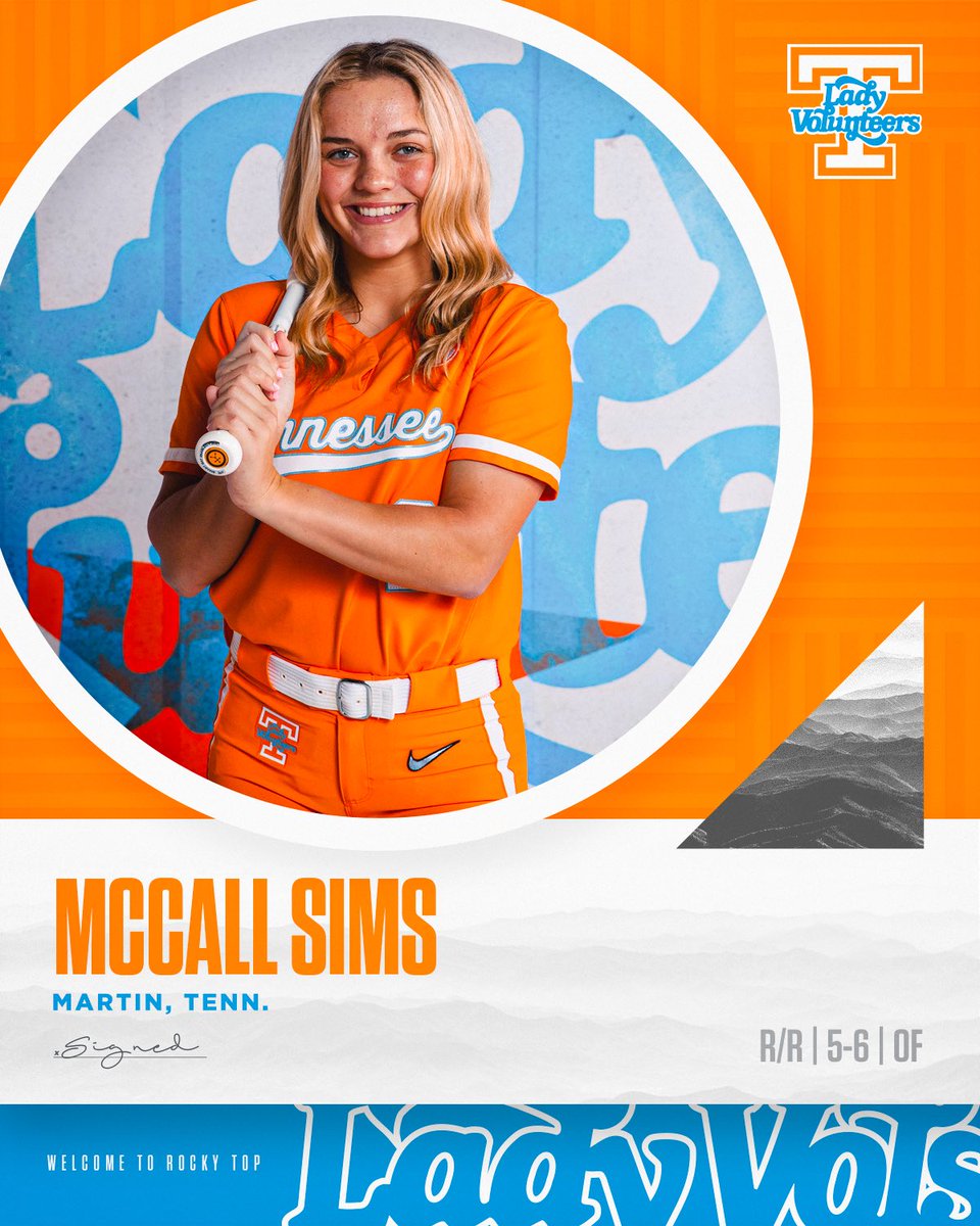 Tennessee Softball (@vol_softball) on Twitter photo 𝙐𝙥 𝙊𝙣 𝙍𝙤𝙘𝙠𝙮 𝙏𝙤𝙥 🖋️
Help us welcome <a href="/SimsMccall/">mccall sims</a> to our Big Orange family! 🧡 🩵
#LadyVols ◆ #GBO 𝙐𝙥 𝙊𝙣 𝙍𝙤𝙘𝙠𝙮 𝙏𝙤𝙥 🖋️
Help us welcome <a href="/SimsMccall/">mccall sims</a> to our Big Orange family! 🧡 🩵
#LadyVols ◆ #GBO