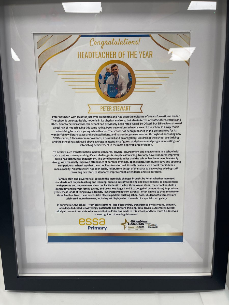 Peter Stewart (@mr_peterstewart) on Twitter photo Absolutely delighted to have won <a href="/TheBoltonNews/">The Bolton News</a> Headteacher of the Year 2024!!! It takes a team to make a difference and I want to thank every single member of my amazing team that has made a difference over the past two years. Thank you <a href="/Geraldi87478922/">Geraldine Whitehead</a>! #teachertwitter Absolutely delighted to have won <a href="/TheBoltonNews/">The Bolton News</a> Headteacher of the Year 2024!!! It takes a team to make a difference and I want to thank every single member of my amazing team that has made a difference over the past two years. Thank you <a href="/Geraldi87478922/">Geraldine Whitehead</a>! #teachertwitter