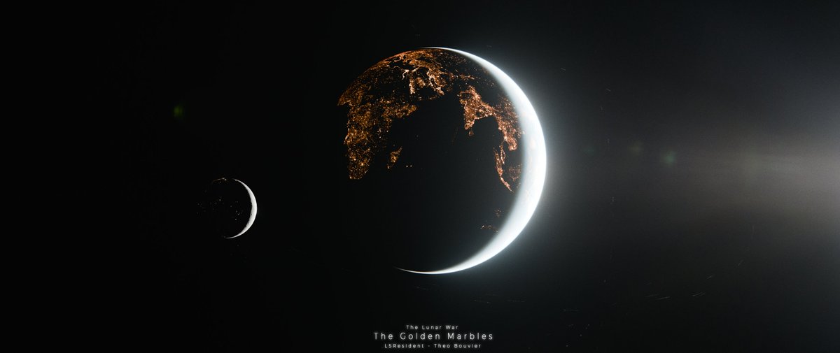 - The Golden Marbles -

A million new stars between two worlds - The Cradle's lights, both old and new, ever growing, joined by the dawn of the Moon, and the silent dance of solar collectors.