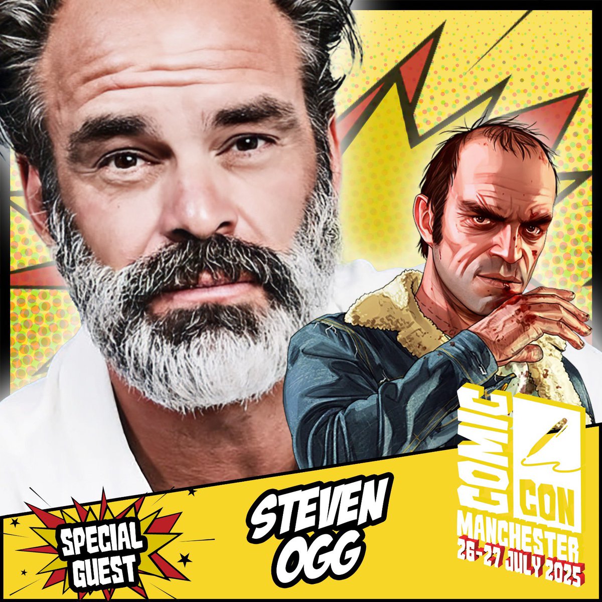 Comic Con Manchester welcomes Steven Ogg, known for projects such as Grand Theft Auto, The Walking Dead, The Ghost Trap, Snowpiercer, and many more.

Appearing 26-27 July!

Tickets: comicconventionmanchester.co.uk