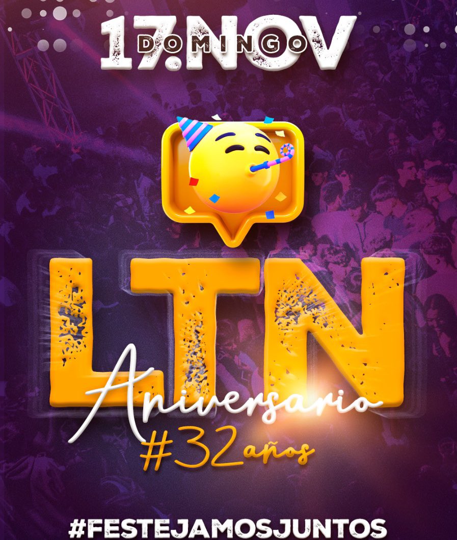 este DOMINGO 17 festejamos JUNTOS🎉

LTN #NocheAniversario ✨
entradas disponibles en planetaentrada.com