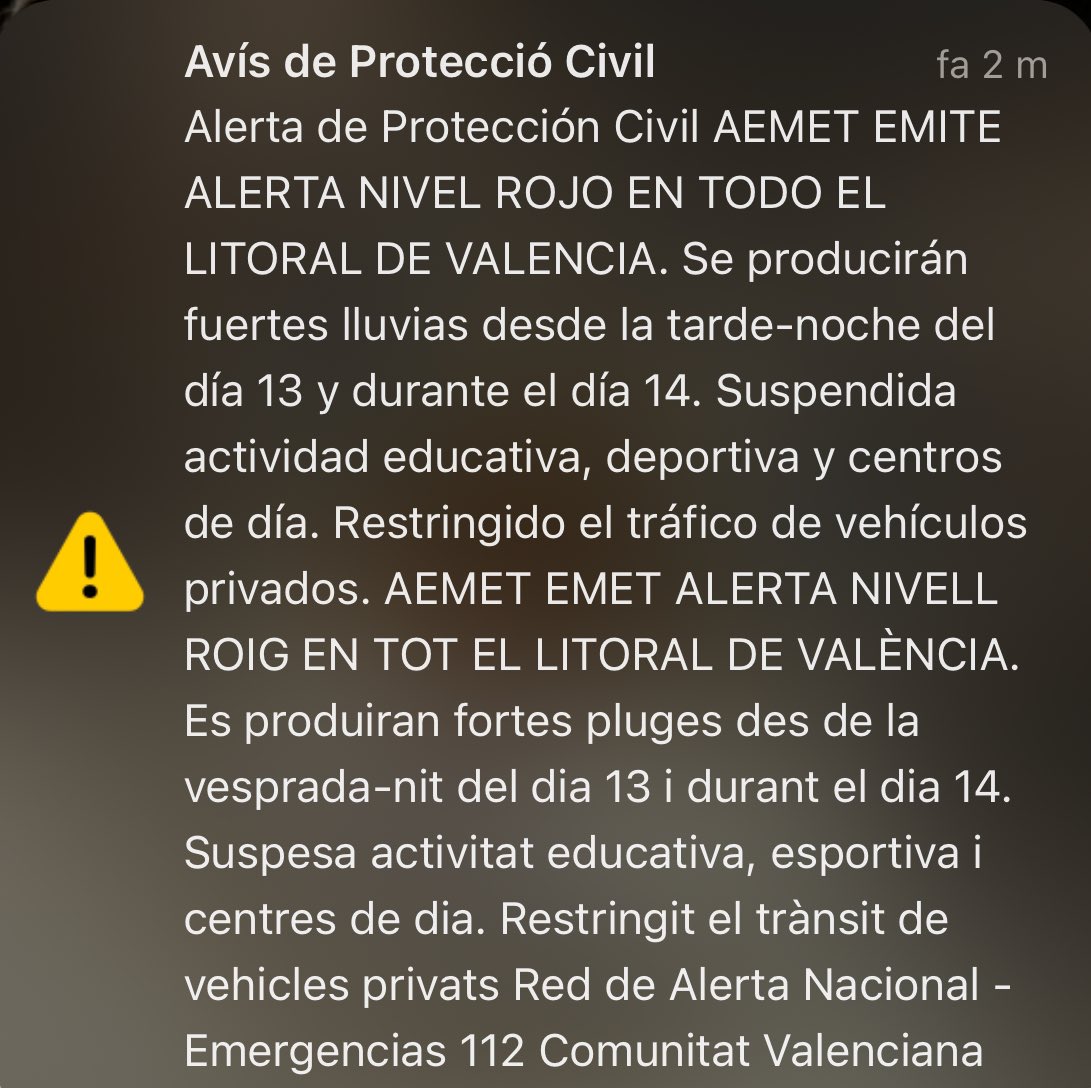 Sí, es podien enviar alertes.
Sí, es podia restringir la mobilitat.
Sí, es podien suspendre les classes.

Que no t'enganyen.
Cuideu-vos.