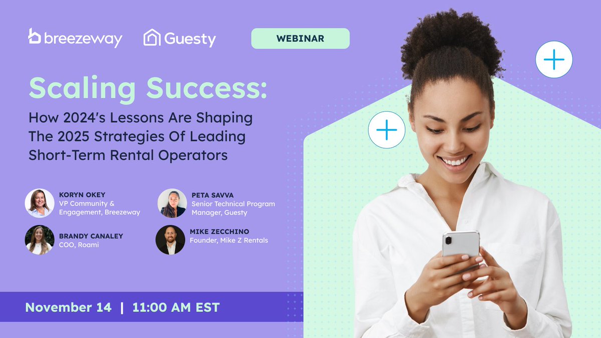 🚀 Join us tomorrow with our partners from <a href="/Guesty/">Guesty</a> and industry leaders from Roami, and Mike Z Rentals as they share the strategies and technologies that are shaping their success for the upcoming year. 
See you there! ✨
hubs.la/Q02WZZT10