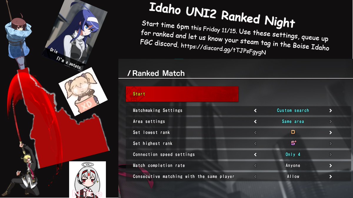 Idaho 🗣️ We got a UNI2 ranked night going down this Friday 11/15 🗡️

Peep the details below, take note, and join us!

#boise #Fgc