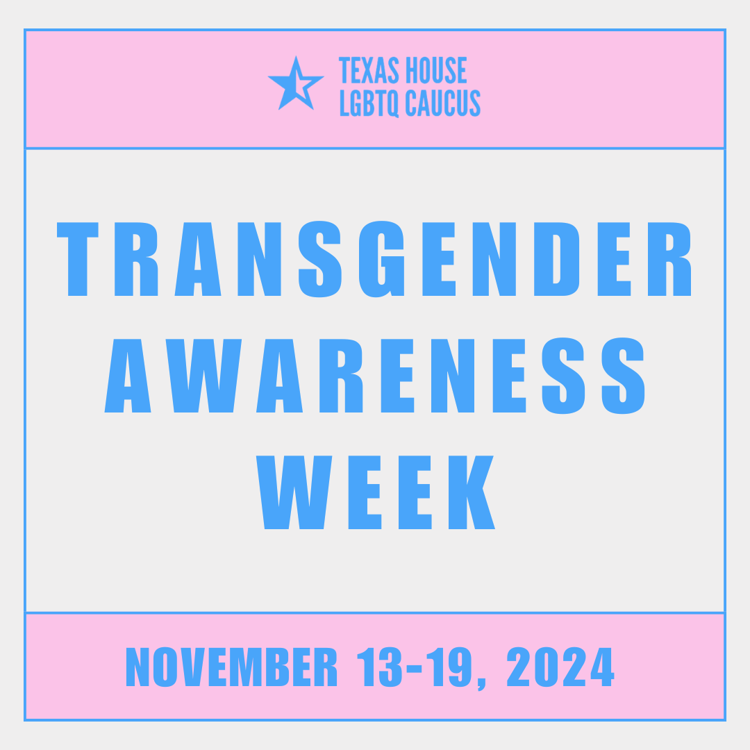 txlgbtqcaucus's tweet photo. Happy #TransAwarenessWeek! #Trans Awareness Week is the week leading up to #TransDayOfRemembrance. This week we honor, celebrate, and lift up the voices of trans people, while also taking action against the oppression that they face every single day.
#TxLege #TransWeek https://t.co/01Tnn9IeFW
