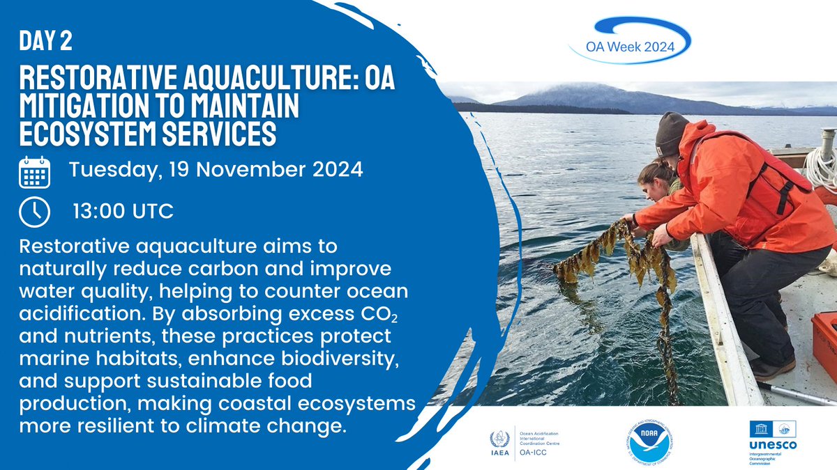 GOA-ON (@goa_on) on Twitter photo @niwa_nz <a href="/SAROA_Hub/">SAROA</a> <a href="/IocUnesco/">UNESCO Ocean</a> <a href="/ioccp_org/">IOCCP</a> <a href="/GOOSocean/">The Global Ocean Observing System (GOOS)</a> <a href="/usioosgov/">U.S. IOOS Office</a> <a href="/IAEANA/">IAEA NA</a> <a href="/OA_NOAA/">NOAA Ocean Acidification Program</a> <a href="/SOOSocean/">SOOS</a> Lean more about how Restorative Aquaculture supports OA Mitigation to Maintain Ecosystem Services by joining speakers from across the globe on Day 2 of #OAWeek2024 ๐๐ฆช๐ฆ
Register now: tinyurl.com/yck9f6vb @niwa_nz <a href="/SAROA_Hub/">SAROA</a> <a href="/IocUnesco/">UNESCO Ocean</a> <a href="/ioccp_org/">IOCCP</a> <a href="/GOOSocean/">The Global Ocean Observing System (GOOS)</a> <a href="/usioosgov/">U.S. IOOS Office</a> <a href="/IAEANA/">IAEA NA</a> <a href="/OA_NOAA/">NOAA Ocean Acidification Program</a> <a href="/SOOSocean/">SOOS</a> Lean more about how Restorative Aquaculture supports OA Mitigation to Maintain Ecosystem Services by joining speakers from across the globe on Day 2 of #OAWeek2024 ๐๐ฆช๐ฆ
Register now: tinyurl.com/yck9f6vb