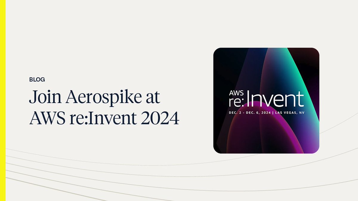 Join #Aerospike at Booth #1844 at <a href="/AWS/">Amazon Web Services</a> re:Invent in Las Vegas from December 2-6 to discover how our real-time #database delivers unmatched scale, speed, and savings.
#AWSreInvent24 #reInvent #BookaMeeting
ecs.page.link/G1ZBB
