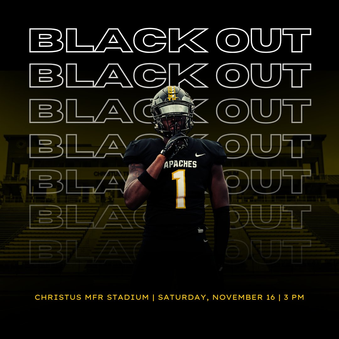 ⬛𝗕𝗟𝗔𝗖𝗞 𝗢𝗨𝗧 ⬛

Playoffs are HERE! Let’s pack the stands and bring the 🔥 as we face Kilgore at home THIS SATURDAY at 3 PM! 🏈

<a href="/TJCFOOTBALL/">Tyler JC</a> 

#FeathersUp #Postseason #PlayoffBound