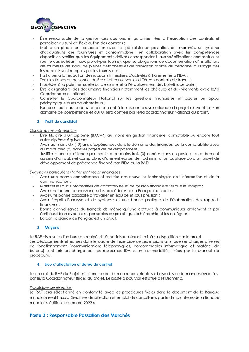 Observatoire_TD's tweet photo. 2/2 🗂 Les candidats peuvent adresser leur dossier à : recrutement@finances.gouv.td et recrutement@gecaprospective.com dans le strict respect des dates et heure limites de dépôt.  

👉Pour plus d'infos : https://t.co/Rrq5aorHPY

#OTFiP  #gecaprospective #Recrutement2024 https://t.co/smTN8ryZY5