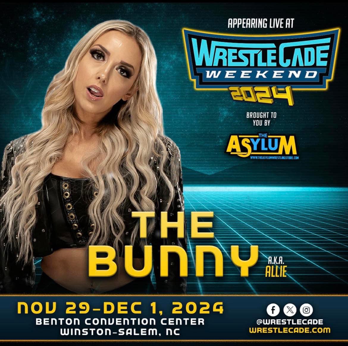asylum_store's tweet image. You can NOW make your WrestleCade 11/30 purchase for The Bunny !! 🐰 

$40 Autograph 
$40 Photo

$70 Combo (Autograph &amp;amp; Photo Op 
Or 2 Autographs)

$100 VIP (4) Autographs or (3) Autos + Photo 

theasylumwrestlingstore.com/product-page/b…