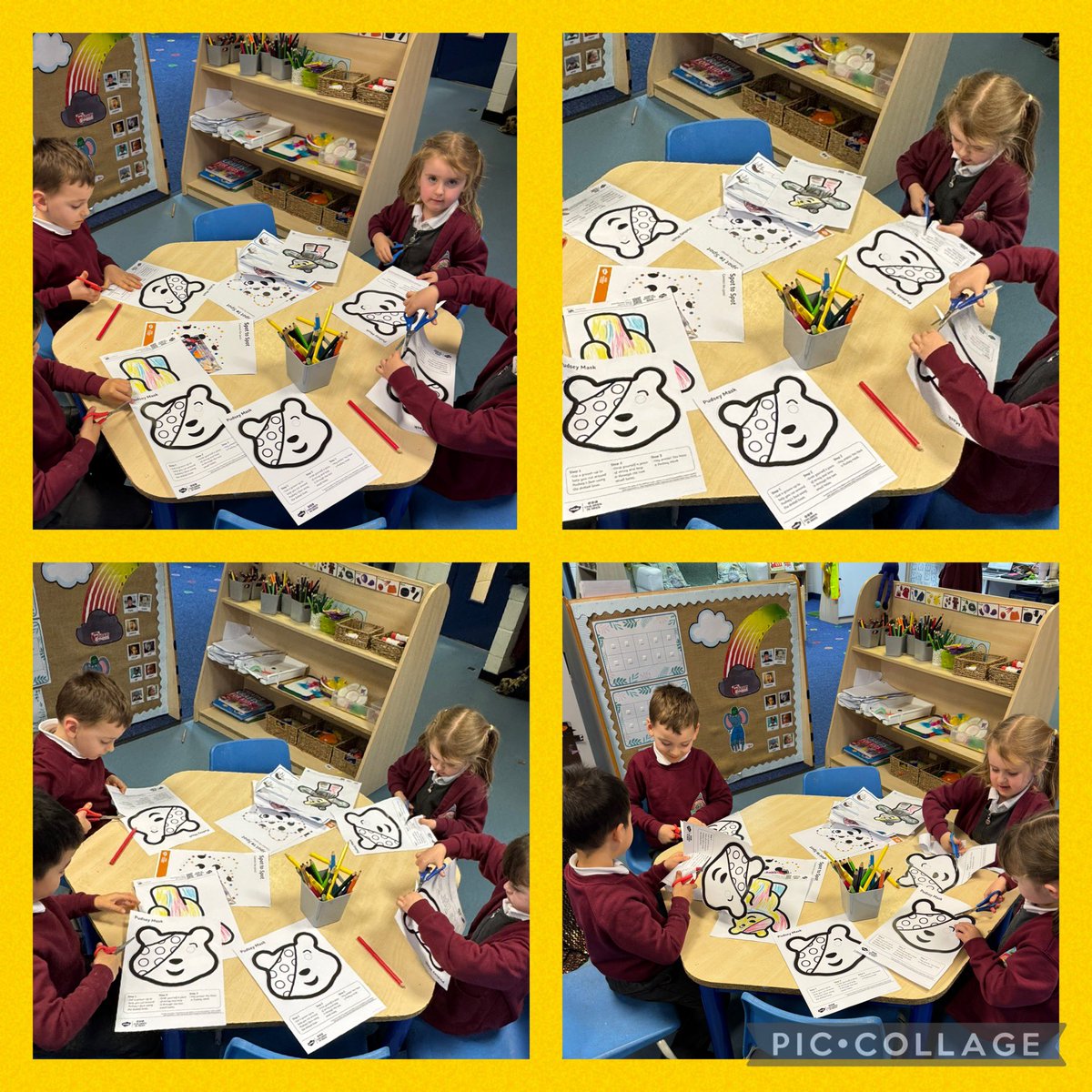 Arts and crafts after school club made some amazing Children in Need pictures! We worked really hard on our fine motor skills when using our scissors. This is as such an important skill to learn, well done 💫!!