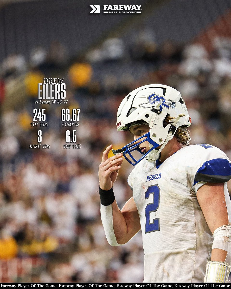 Drew Eilers Is your player of the game brought to you by Fareway 🔥

#iahsfb