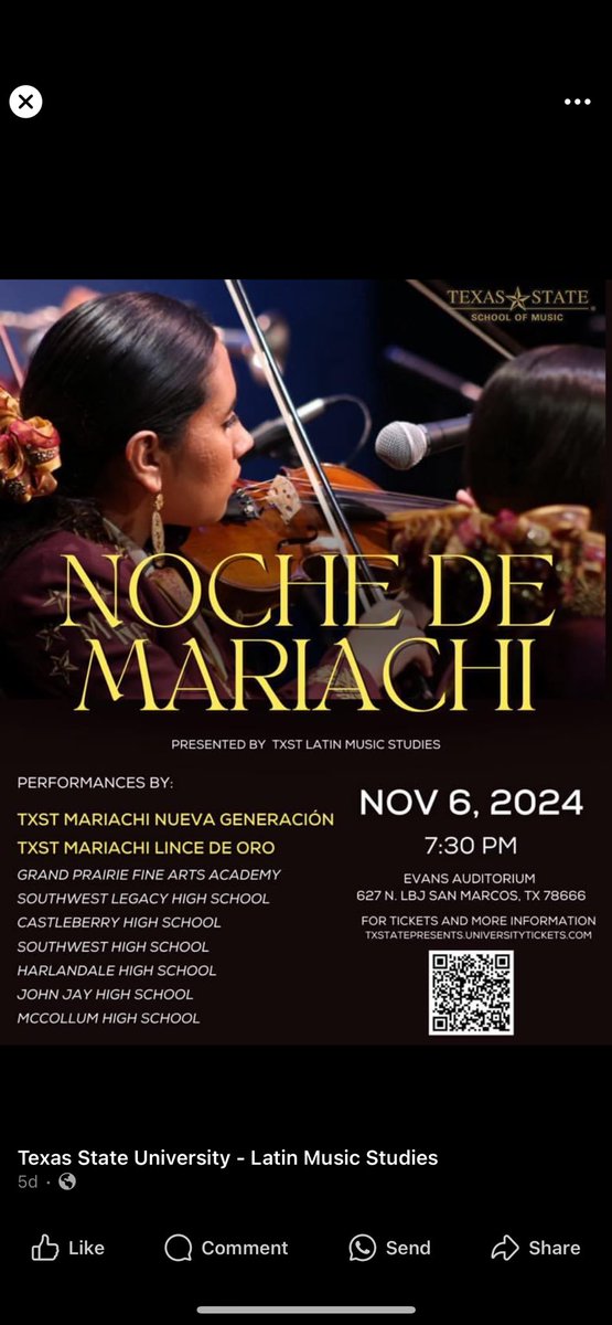 Laryguardiola95's tweet photo. Such a fun experience at Noche de Mariachi!  Here is a clip from a member of Texas States mariachi  group Nueva Generación.
#popupnewsroom #acc  #texasstate https://t.co/O6NGFiD78l