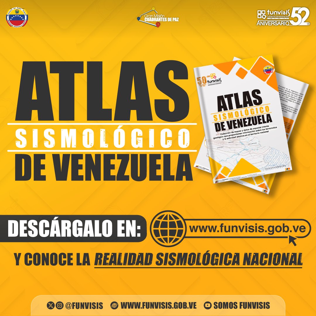 ¿Sabes qué es el Atlas Sismológico de Venezuela?

Te invitamos a descargarlo en  acortar.link/qRrsX3, haz clic en el botón ubicado en la parte superior derecha.

#Atlas #Funvisis