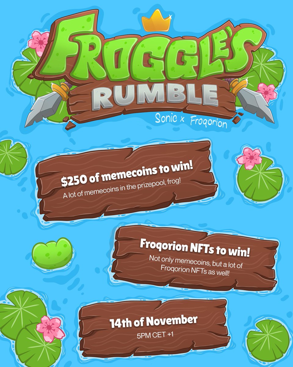 Froqorion's tweet photo. WOOT! TOMORROW IS THE DAY. FROGGLE'S RUMBLE.

💰 $500+ worth of prizes (memecoins + Froqorion NFTs)

How to enter:
🐸 Like + RT this tweet
🐸 Reply with your discord handle
🐸 Join the Froqorion discord: https://t.co/oiVMg7lfbY
🐸 Say ribbit in the general chat

LET'S FROGGIN GO! https://t.co/DDVfYqPdR9