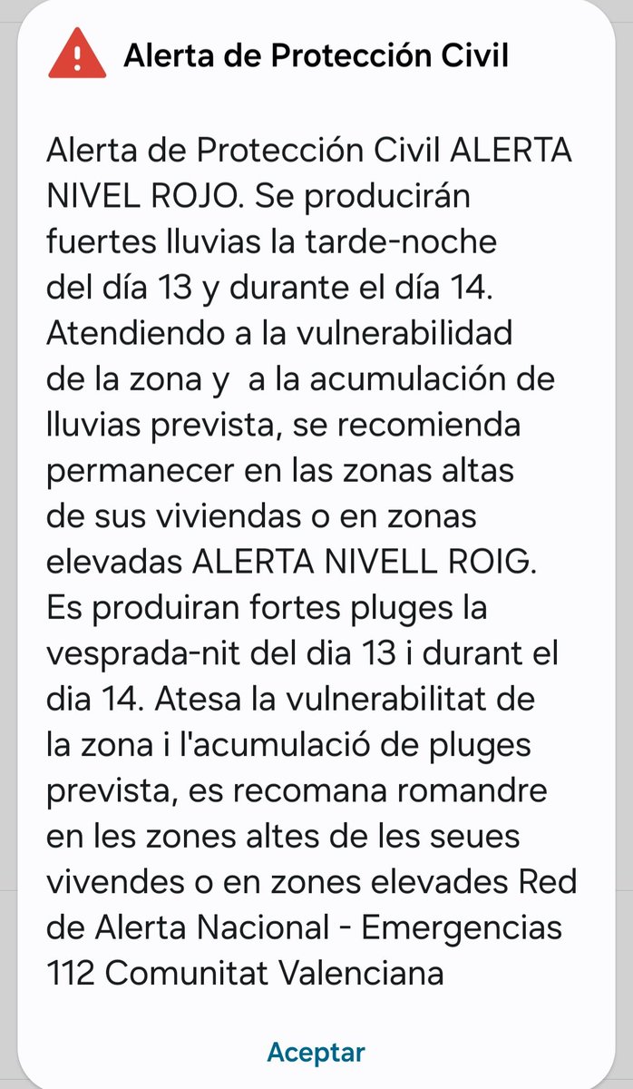 inrrita13's tweet photo. #Valencia
🚨Ha vuelto a saltar, estamos a NIVEL ROJO🚨#Valencia #Dana #España
#Benetuser #13deNoviembre
#HortaSud #Aldaia #Torrent
#Paiporta #HortaSud #INUNDACIÓN #Alfafar #Catarroja
tened cuidado 🙏 https://t.co/9asIusZSd1