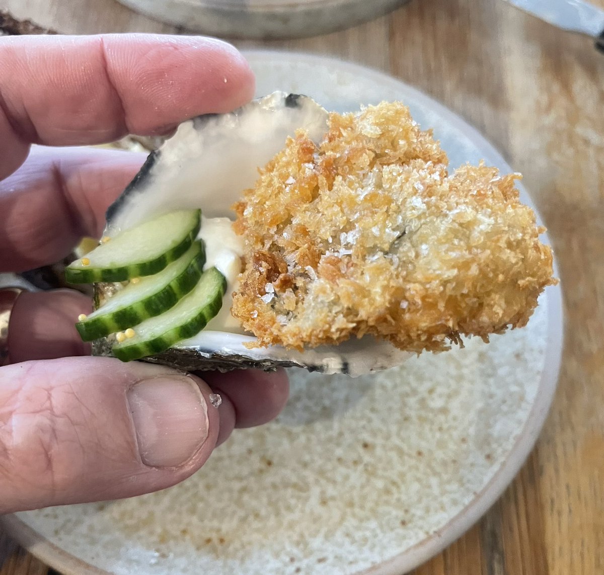 Food_A4thought's tweet photo. Stunning Fish today at Nathan Outlaw’s Fish Kitchen 😋😋

#Oysters #SmokedTrout #Hake #CuredBrill #FishKitchen https://t.co/Gw14lvyiu0