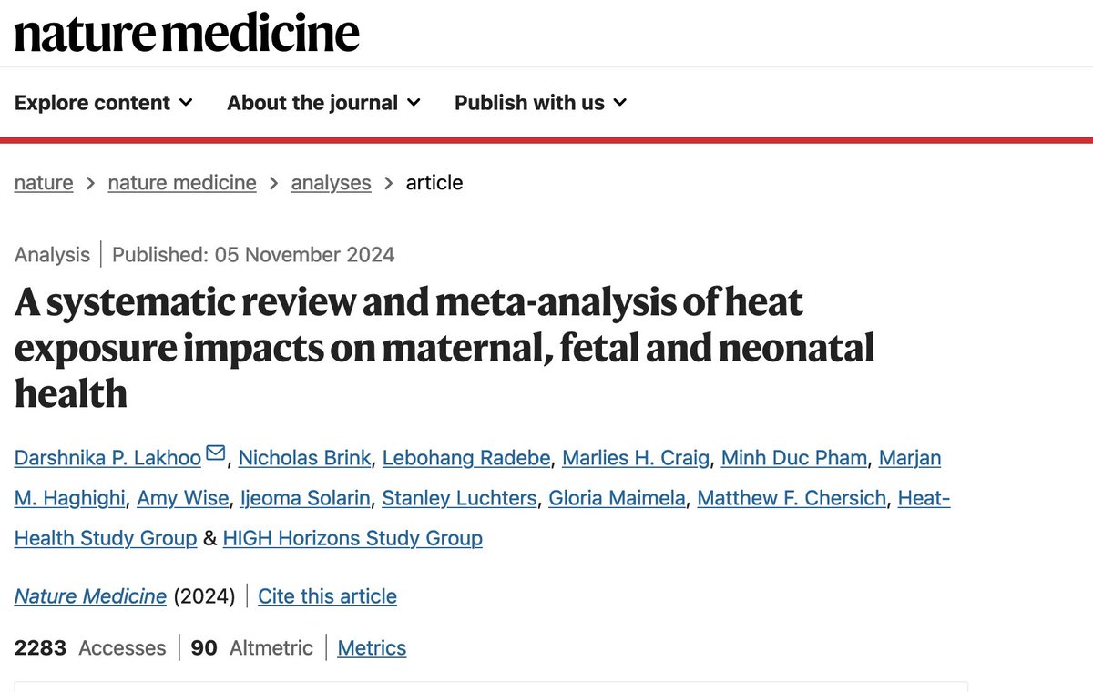 🧵3/3 Read their groundbreaking <a href="/NatureMedicine/">Nature Medicine</a> study ⤵️

nature.com/articles/s4159…

#ClimateHealth #Maternalhealth #MNCH #Heatrisks #COP29