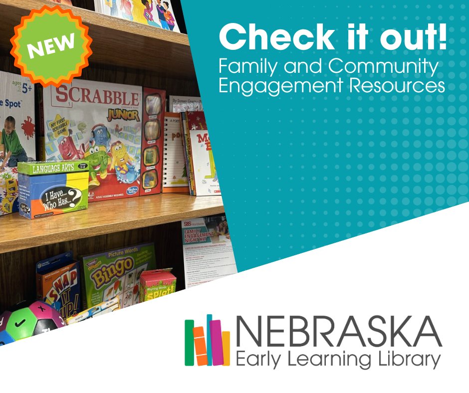 The Nebraska Early Learning Library now has a family &amp; community engagement section with books and kits to help schools connect with families.

Browse in person or online: bit.ly/NELLibrary

🔎 Tip: If browsing the library online, search “family community engagement”.