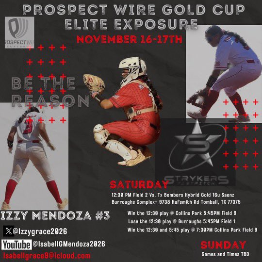 Isabell Mendoza (@izzygrace2026) on Twitter photo Time to get to work! One of the last tournaments for the fall come check us out!!! Letβs go! <a href="/National_16u/">Strykers National Rodriguez</a> <a href="/NationalEsparza/">Strykers National Esparza π</a> Time to get to work! One of the last tournaments for the fall come check us out!!! Letβs go! <a href="/National_16u/">Strykers National Rodriguez</a> <a href="/NationalEsparza/">Strykers National Esparza π</a>