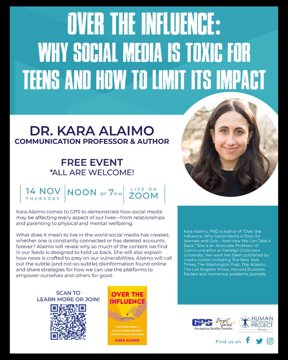 IL Human Performance Project (@il_hpp) on Twitter photo You're invited! November 14th Speaker Highlight: Dr. Kara Alaimo, communication professor and author📚💙 @gpsparentseries <a href="/karaalaimo/">Kara Alaimo, PhD</a>
Click the link to Scan the QR Code to join buff.ly/4dkxNwS You're invited! November 14th Speaker Highlight: Dr. Kara Alaimo, communication professor and author📚💙 @gpsparentseries <a href="/karaalaimo/">Kara Alaimo, PhD</a>
Click the link to Scan the QR Code to join buff.ly/4dkxNwS