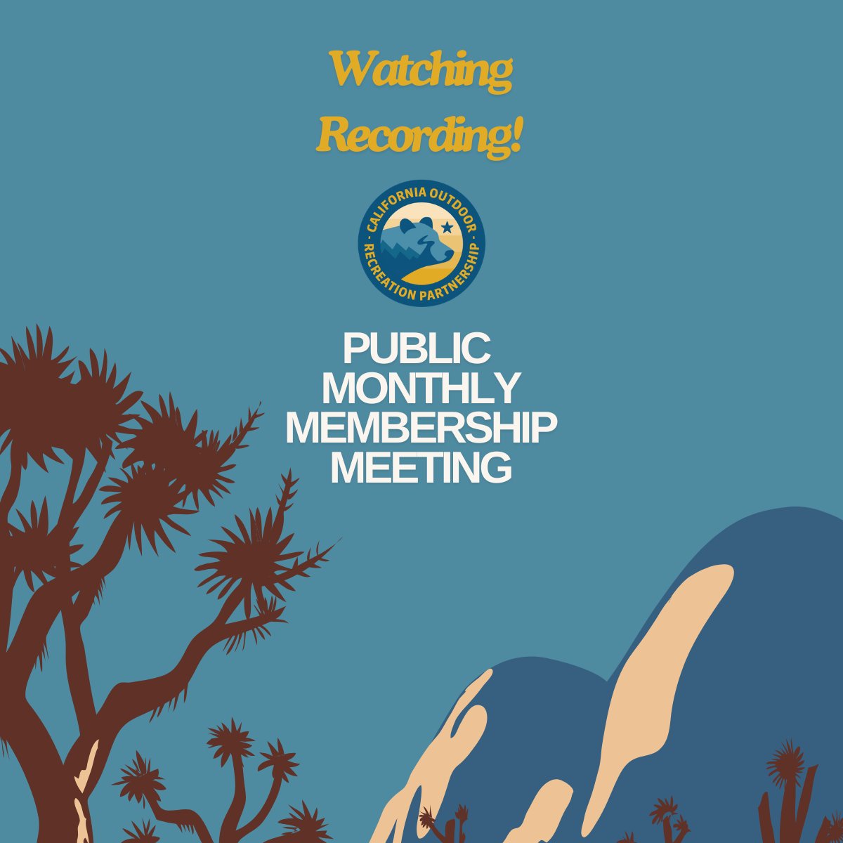 CAOutdoorRec's tweet photo. On Thursday, November 7, we hosted our first Monthly Membership Meeting. The reason we started this new virtual event is that we are doing a lot of work and we want to be better at communicating with our members.
Watch Now: https://t.co/8q4s0YcDJC https://t.co/jZmurlrFRI