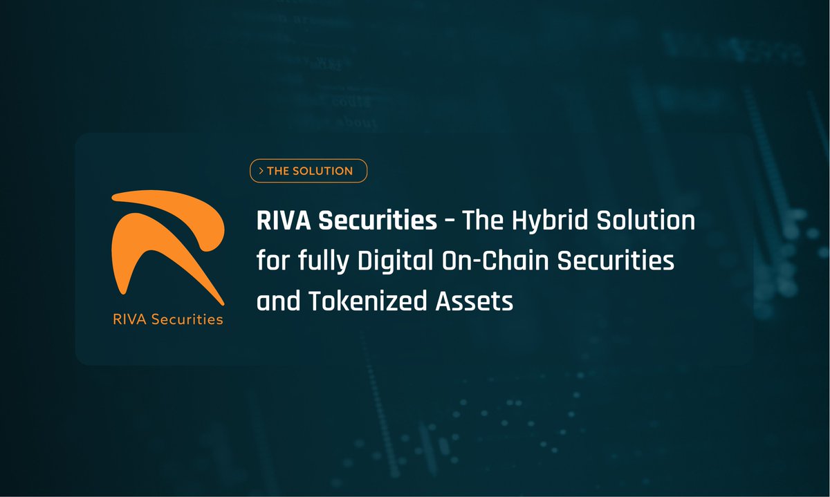 As part of our solution suite, RIVA Securities has a central role as the #Securitization and #Tokenization  module. 

We don't call it just tokenization module because it is a hybrid solution. For on-chain securities and for tokenized assets. 👇👇👇
riva.markets/riva-securitie…