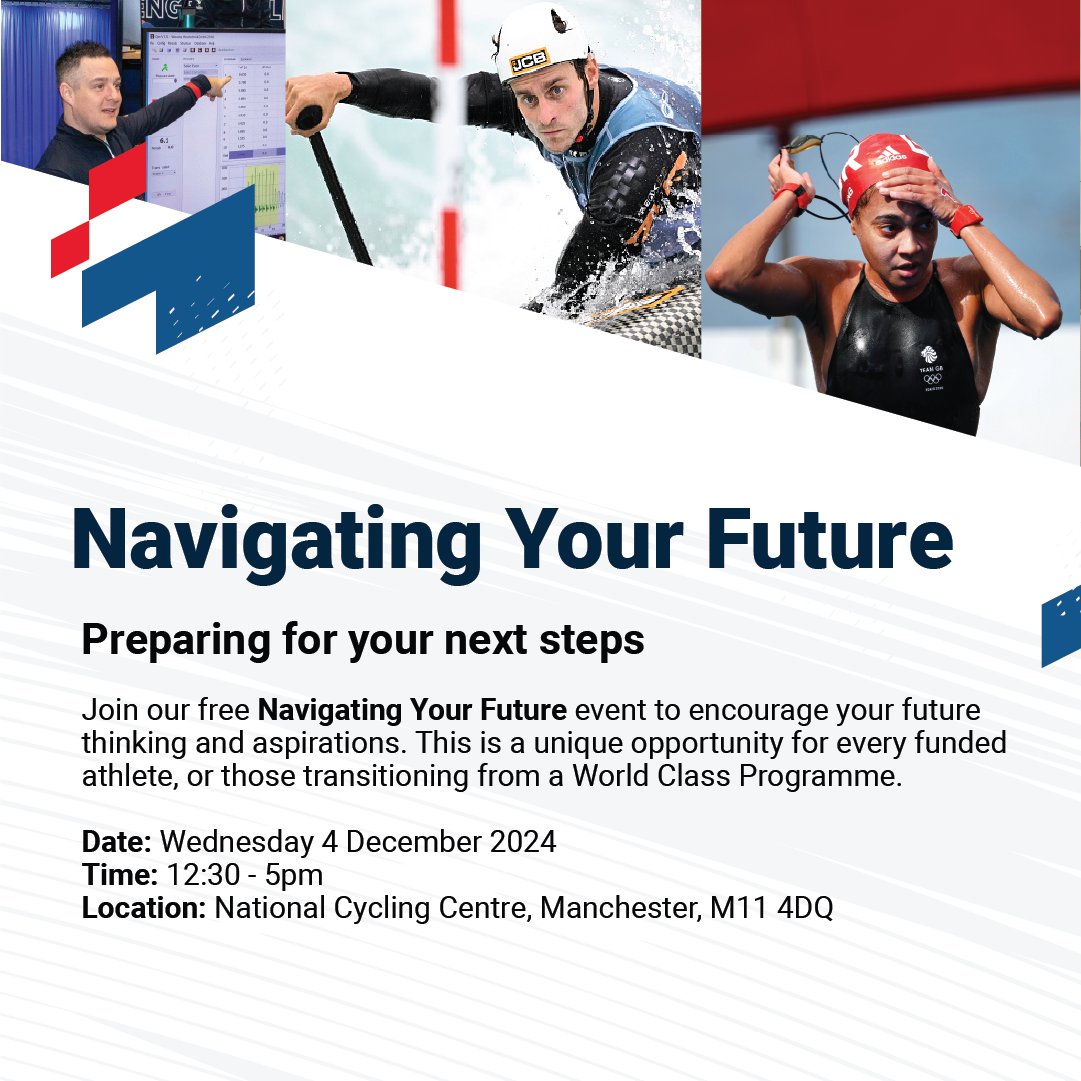 uk_sport's tweet photo. Together UK Sport, the UKSI and the BEAA are running ‘Navigating Your Future’ events for funded athletes to develop themselves beyond their competitive careers.
Starting in Manchester on 4 December, with more locations to follow in 2025.

Register at ➡️ https://t.co/mZPvu3o9R7 https://t.co/hRtZCcFdFu