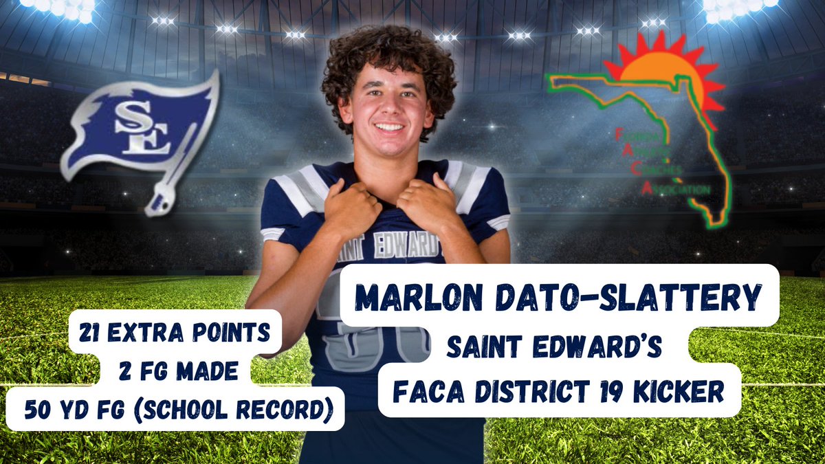 J.P. Antosh (@j_antosh) on Twitter photo Congrats to Marlon Dato-Slattery on being chosen to the FACA District 19 team as Kicker! 50 Yd Fg with a broke foot! <a href="/StEdsAthletics/">StEdsAthletics</a> <a href="/SESFootball/">SES Pirate Football</a> <a href="/Coach__Scho/">Coach Scho</a> Congrats to Marlon Dato-Slattery on being chosen to the FACA District 19 team as Kicker! 50 Yd Fg with a broke foot! <a href="/StEdsAthletics/">StEdsAthletics</a> <a href="/SESFootball/">SES Pirate Football</a> <a href="/Coach__Scho/">Coach Scho</a>