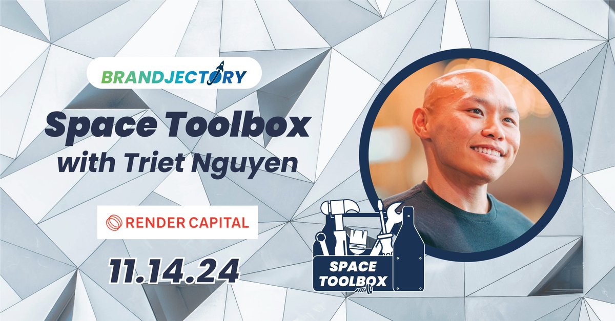 Brandjectory (@brandjectory) on Twitter photo Another terrific Brandjectory investor friend joins us for our next Space Toolbox: Triet Nguyen from Render Capital. Triet will be giving one-on-one assistance to our founders as they try to build successful businesses & raise capital!
Thanks <a href="/TrietVC/">Triet Nguyen π</a> for joining us tomorrow! Another terrific Brandjectory investor friend joins us for our next Space Toolbox: Triet Nguyen from Render Capital. Triet will be giving one-on-one assistance to our founders as they try to build successful businesses & raise capital!
Thanks <a href="/TrietVC/">Triet Nguyen π</a> for joining us tomorrow!