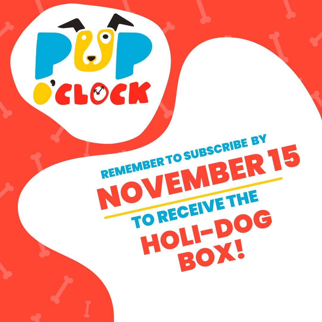 PupOclock_'s tweet photo. ⏳ Last day to subscribe for this month’s Flagship box and next month’s festive Holi-dog box! 🎁 Includes guides, a trading card, chew toy, and holiday goodies. Don’t miss out!

Subscribe now: https://t.co/o05HWpYFgp

#PupOclock #DogLove #MonthlyBox https://t.co/SAm8DyX7b1