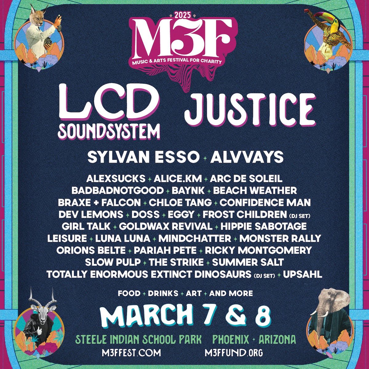 We are excited to announce that we’ll be performing at <a href="/m3ffest/">M3F Fest</a> 2025 with <a href="/LCDsoundsystem/">lcdsoundsystem</a> and @etjusticepourtous on March 7th &amp; 8th in Phoenix AZ. Tickets are on sale now at m3ffest.com