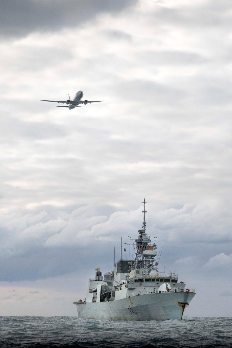 AusAirForce's tweet photo. An #AusAirForce P-8A Poseidon aircraft is working with @CanadianForces conducting crucial airborne surveillance to support @UNSCNS sanctions against North Korea under Operation Argos, reinforcing 🇦🇺 commitment to a global rules-based order.

#YourADF #StrongerTogether #OpARGOS https://t.co/TOQom8sj8A