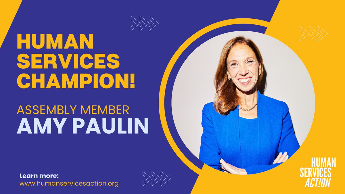 Human Services Action (HSA) (@hsactionny) on Twitter photo We're raising up Assembly Member <a href="/AmyPaulin/">Assemblywoman Amy Paulin</a>, another 2024 Human Services Champion ID'd by our Legislative Scorecard! AM Paulin has been a champion of our sector's priorities, & a leader in the fight to end late contract registration & payments. More here: humanservicesaction.org/2024-legislati… We're raising up Assembly Member <a href="/AmyPaulin/">Assemblywoman Amy Paulin</a>, another 2024 Human Services Champion ID'd by our Legislative Scorecard! AM Paulin has been a champion of our sector's priorities, & a leader in the fight to end late contract registration & payments. More here: humanservicesaction.org/2024-legislati…