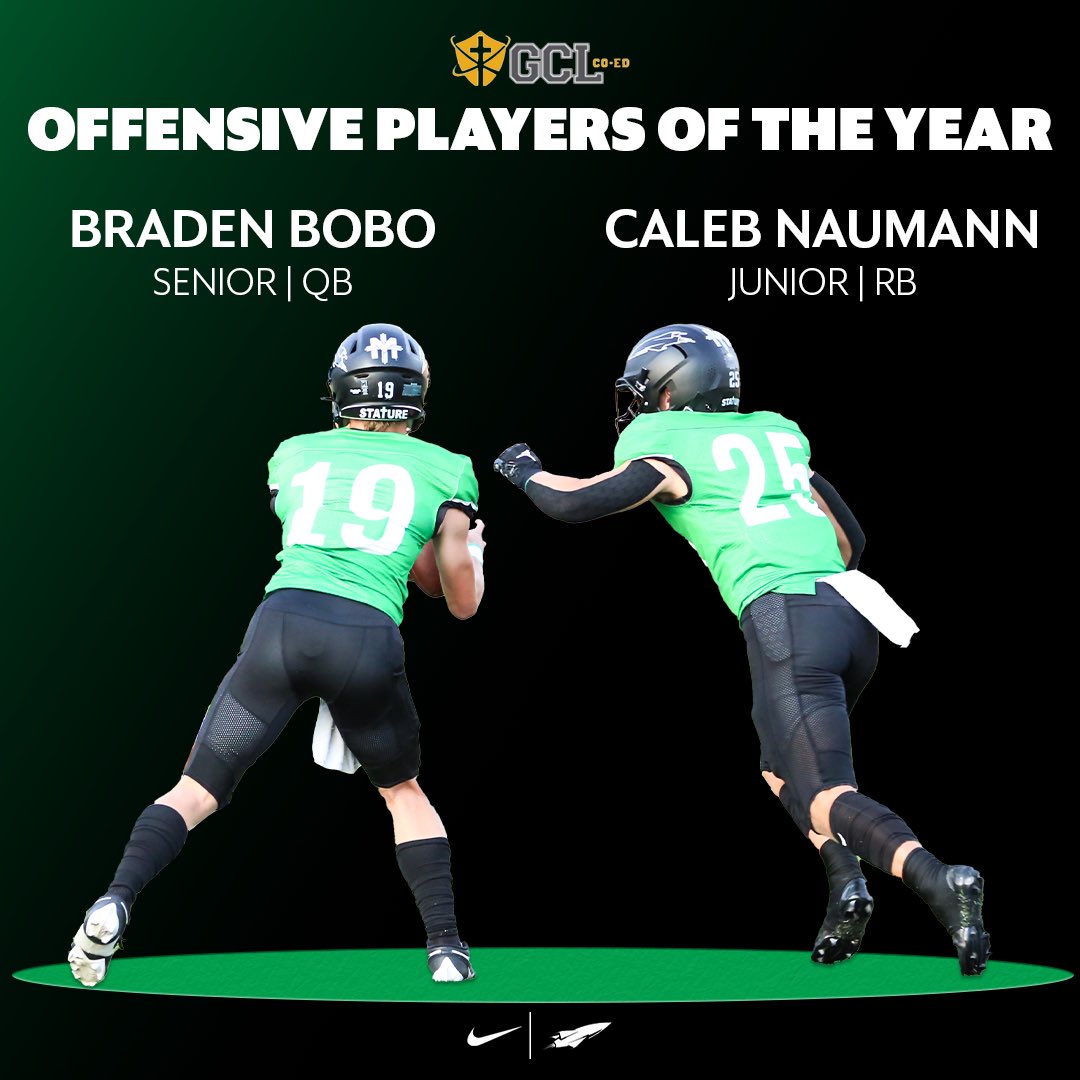 McNRocketFtball's tweet photo. GCL Co-Ed Awards

Offensive Players Of The Year
Braden BoBo
Caleb Naumann

@braden_bobo 
@CalebNaumann25 https://t.co/qW44QO5skt