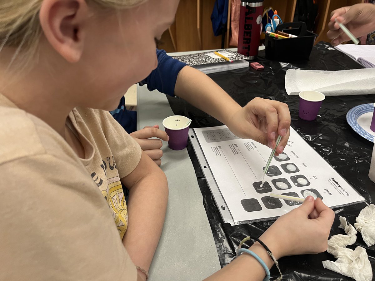 brianmclark47's tweet photo. What does it take to make “goo”? These DRE scientists are trying to figure that out with this ⁦@MysterySci⁩ activity that shows how materials react to create new materials. Not sure how that works? Ask the gargoyles. #204BravesPride https://t.co/WXYtBzPEOl