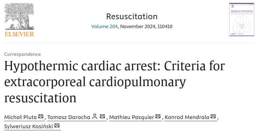 Micha82564634's tweet photo. The process of selecting patients for ECPR in hypothermic cardiac arrest represents a compromise between minimizing the risk of excluding patients who have a chance of survival with ECPR and lowering the number of futile therapies (..)
Full: https://t.co/xqfTfly7qK https://t.co/VUJQPifDOu