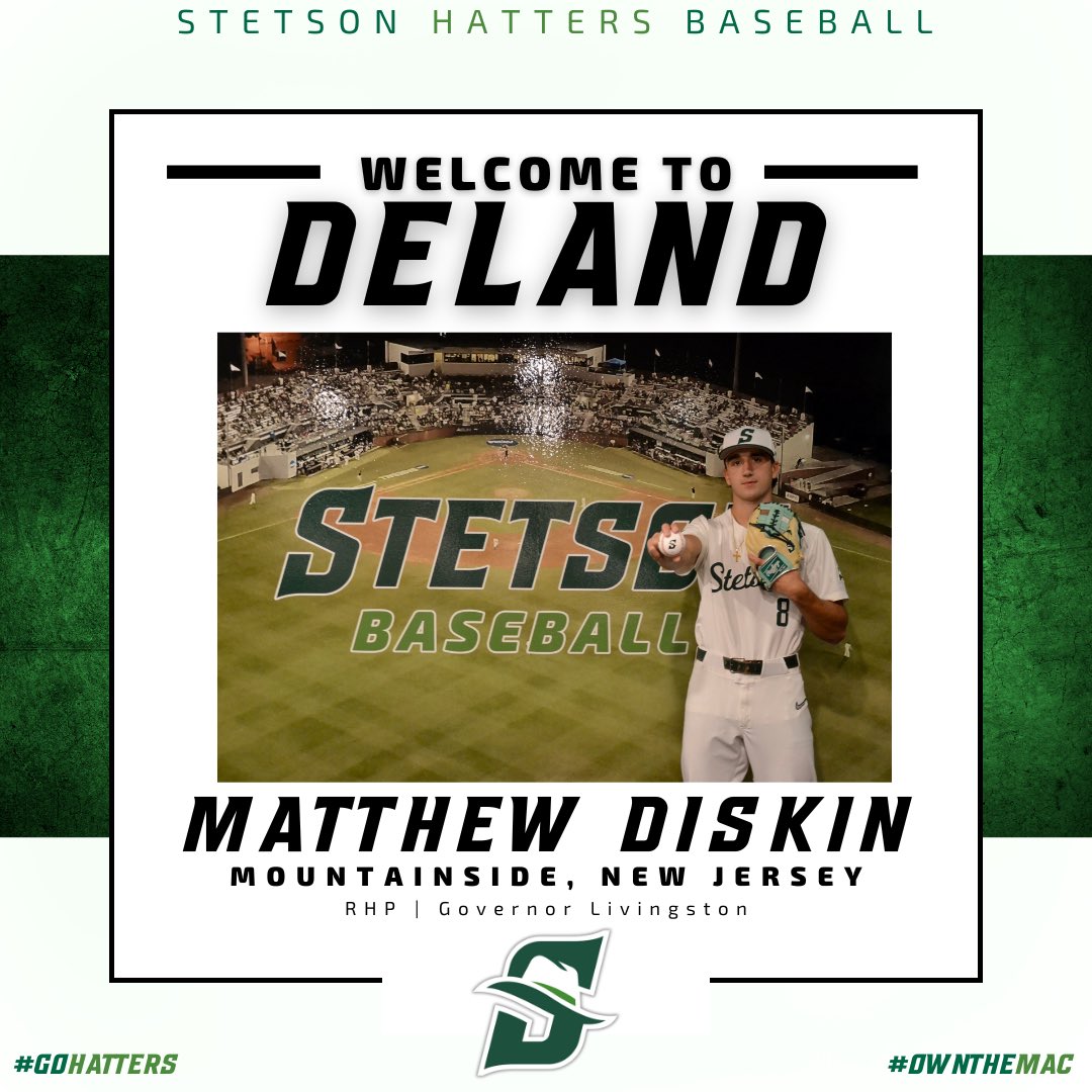 Welcome to the Stetson Baseball Family Matthew Diskin.#DefendtheMac